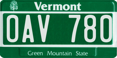 VT license plate OAV780