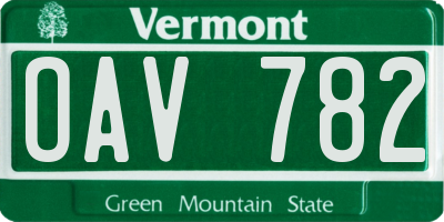 VT license plate OAV782