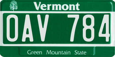VT license plate OAV784