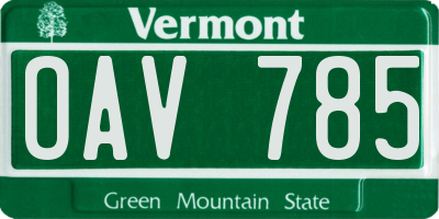 VT license plate OAV785