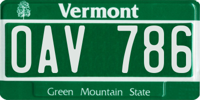 VT license plate OAV786