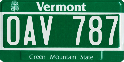 VT license plate OAV787