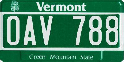 VT license plate OAV788