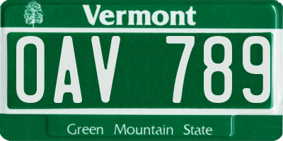 VT license plate OAV789