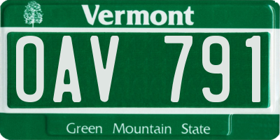 VT license plate OAV791
