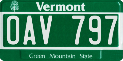 VT license plate OAV797