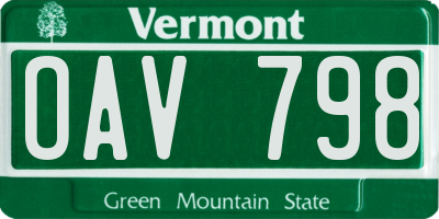 VT license plate OAV798