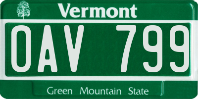 VT license plate OAV799