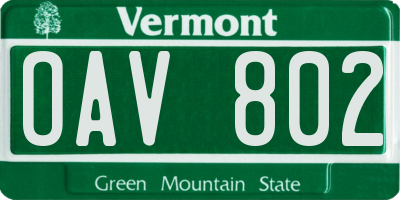 VT license plate OAV802