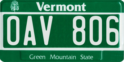VT license plate OAV806