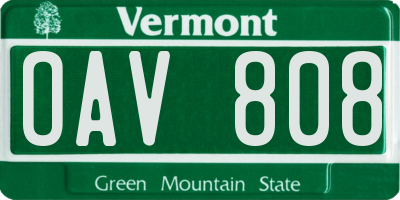 VT license plate OAV808