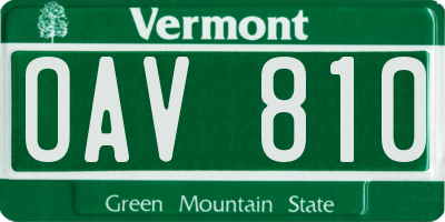 VT license plate OAV810