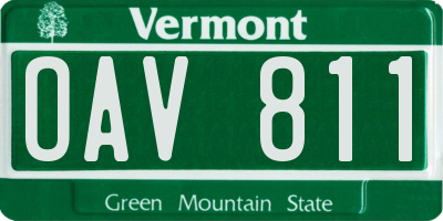 VT license plate OAV811