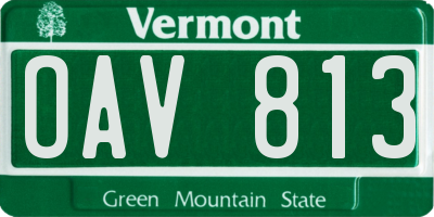 VT license plate OAV813