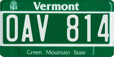 VT license plate OAV814