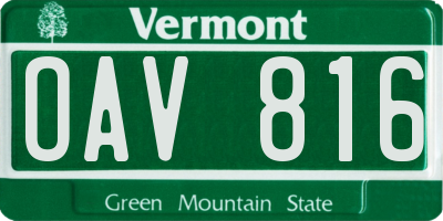 VT license plate OAV816