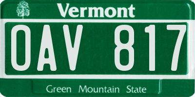 VT license plate OAV817