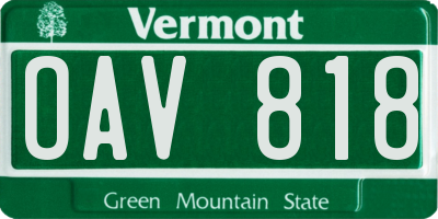 VT license plate OAV818