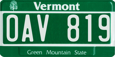 VT license plate OAV819