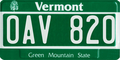 VT license plate OAV820