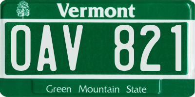 VT license plate OAV821
