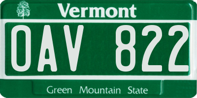 VT license plate OAV822