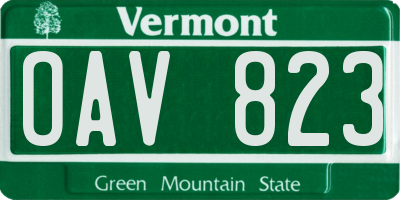 VT license plate OAV823