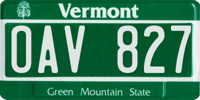 VT license plate OAV827
