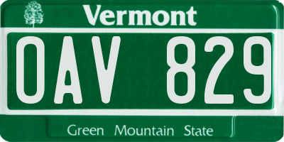 VT license plate OAV829