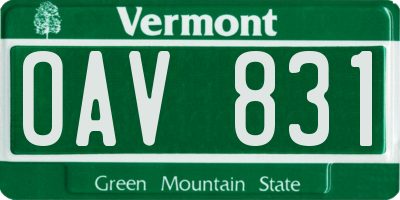 VT license plate OAV831