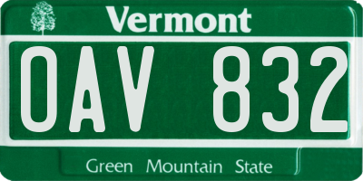 VT license plate OAV832