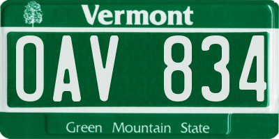VT license plate OAV834