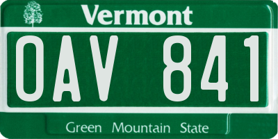 VT license plate OAV841