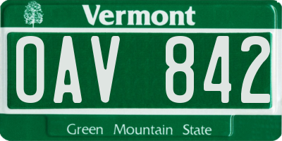 VT license plate OAV842