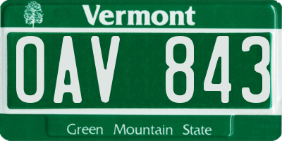 VT license plate OAV843