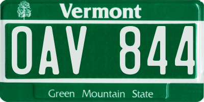 VT license plate OAV844