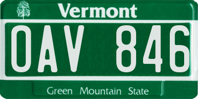 VT license plate OAV846