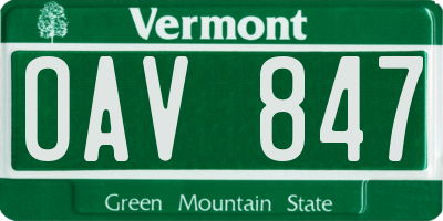 VT license plate OAV847
