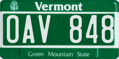 VT license plate OAV848