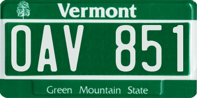 VT license plate OAV851