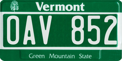 VT license plate OAV852