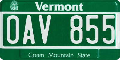 VT license plate OAV855