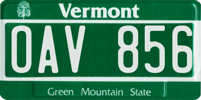 VT license plate OAV856