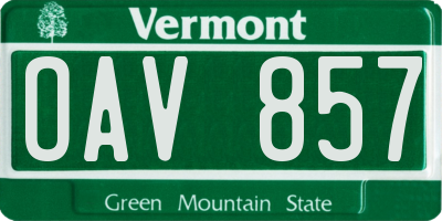 VT license plate OAV857