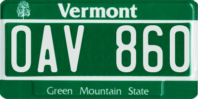 VT license plate OAV860