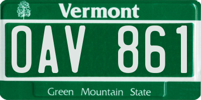 VT license plate OAV861