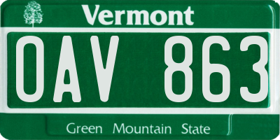 VT license plate OAV863