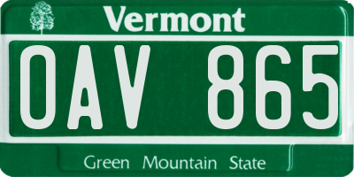 VT license plate OAV865