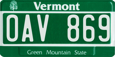 VT license plate OAV869