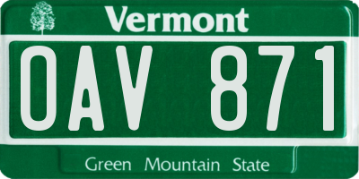 VT license plate OAV871